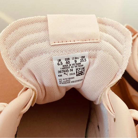 PUMA CLUB 5V5 Island Pink-Galactic Gray-GoldLEATHER LOW TOP TRAINERS - Picture 9 of 16